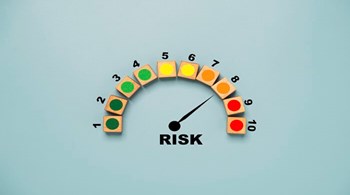 Risk level indicator rating print screen wooden cube block since low to high on blue background for Risk management and assessment concept.jpg